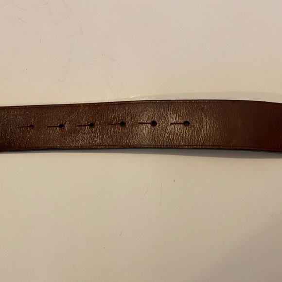RALPH LAUREN Brown Leather Engraved Brass Buckle Belt Size 36/90 Made In 1967. main image 7